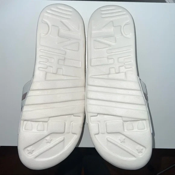 Adidas Adissage Slides NEW 9/9.5 White Velcro Sandals Rare 3 Stripes NWOT - Picture 3 of 6